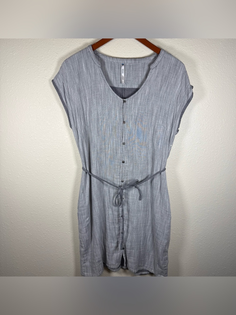 KUHL Riviera Dress Womens Small Grey Sleeveless Belted Waist Drawstring Outdoor